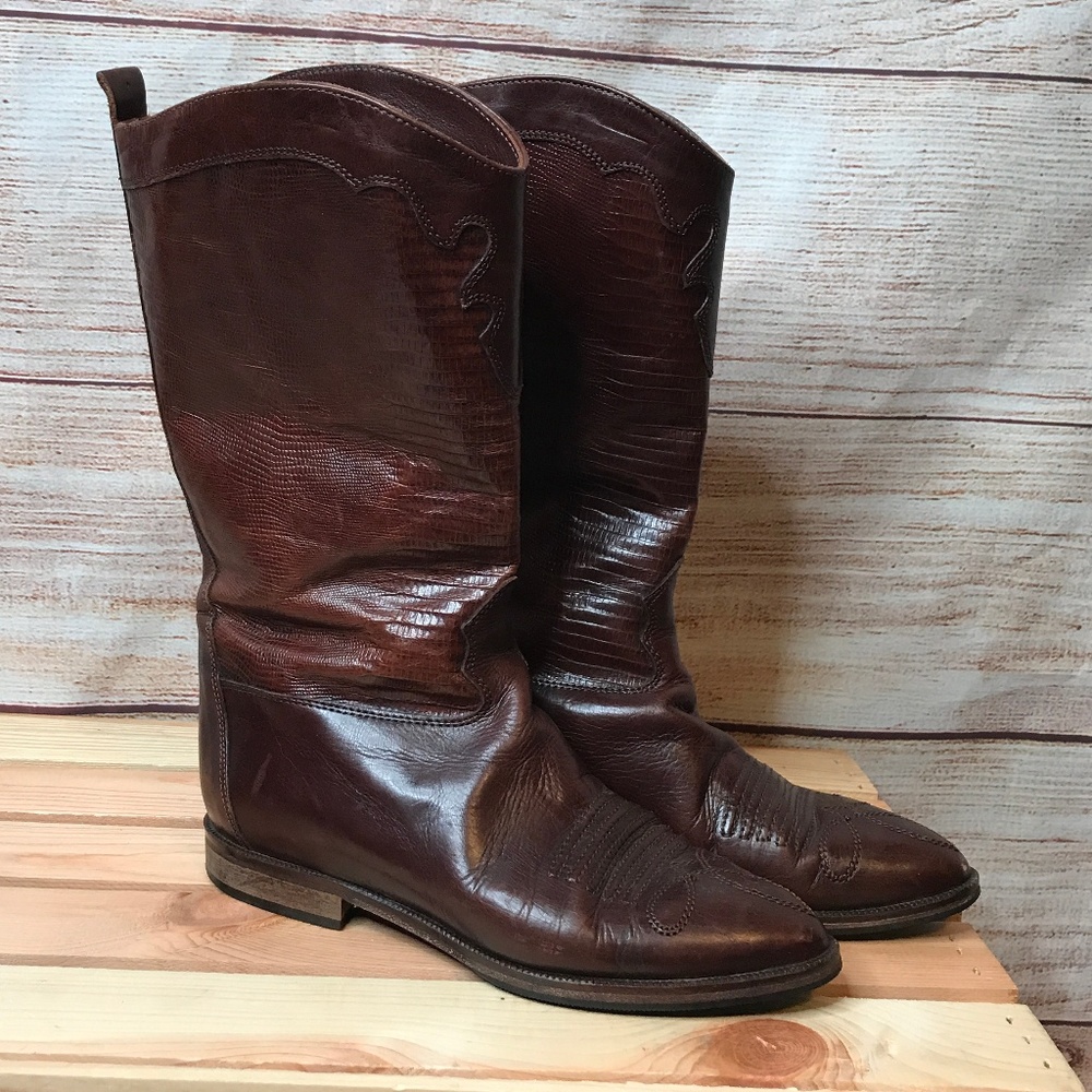Vintage Joan & David Leather Cowboy Boots